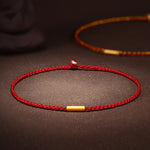 Buddha Stones 999 Gold Bead Handmade Four Thread Wishful Knots Braided Protection Bracelet  (Extra 30% Off | USE CODE: FS30)