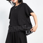 Irregular Pullover Stitching Babydoll Shirt
