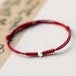Buddha Stones 925 Sterling Silver Luck Bead Protection Red String Thin Cord Braided Bracelet