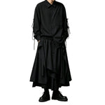 Japanese Loose Asymmetrical multi-layered Shirt and Skirt-Pants Two-piece Set