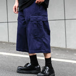 Vintage-style Multiple Pockets Cropped Trousers