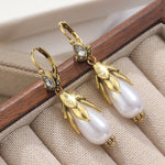 Vintage Botanical Pearl Earrings