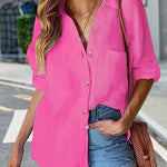 Zeagoo Solid Color Casual Long Sleeve Pocket Blouse for Women Casual Work Office Loose Fit 2026 | Under