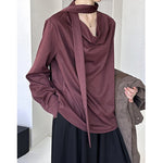 Stack collar Ribbon Shirt
