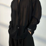 ã€�50 Shades of Blackã€‘Transparent Tulle Loose Shirt