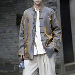 Retro Stand-up Collar Gradient Brocade Coat
