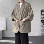 Diagonally Buttoned Loose Cardigan Shirt