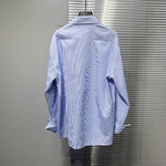 Three-dimensional Flower Loose Blue Striped Shirt