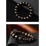 Buddha Stones Tibetan Ebony Wood Om Mani Padme Hum Engraved Peace Bracelet