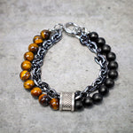 Buddha Stones Natural Tiger Eye Lazurite Lapis Lazuli Protection Bracelet