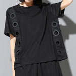 Spliced Ring Irregular T-shirt