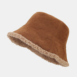 Retro Corduroy And Lambswool Patchwork Double-sided Plush Bucket Hat