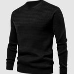 Men's waffle texture solid color casual sweatshirt