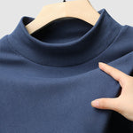 Men's solid color velvet half turtleneck Foundation T-shirt two-piece set