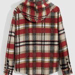 Men's Plaid Hooded Wool Blend Lapel Shirt Jacket Corduroy Casual Pants