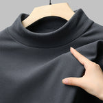 Men's solid color velvet half turtleneck Foundation T-shirt two-piece set