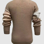 Men's Contrast Color Casual Jacquard Pullover Thick Knit Sweater