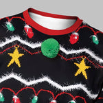 Men's Colorful Light Pattern Christmas Print Crew Neck T-shirt