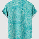 Men's  3D geometric print beach casual short-sleeved shirt