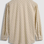 Men's textured plaid terry casual long-sleeved shirt and corduroy pants set