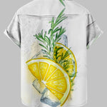 Men's 3D Lemon Print Beach Casual Short Sleeve Shirt