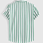 Men's printed striped casual short-sleeved shirt shorts set