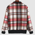 Men's Vintage Plaid Wool Blend Stand Collar Zip Sweatshirt
