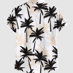 Men's Tropical Print Hawaiian Coconut Casual Short Sleeve Shirt
