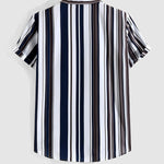 Men's Casual Printed Striped Short Sleeve Shirt