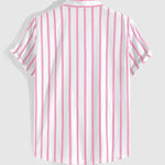 Men's Striped Print Casual Short Sleeve Shirt