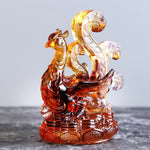 Buddha Stones Feng Shui Four Symbols Azure Dragon Handmade Liuli Crystal Art Piece Home Office Decoration