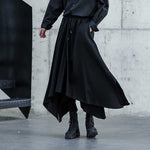 Drape Solid Color Irregular Culottes Hakama Pants