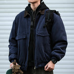 Retro Patchwork Loose-fitting Thick Collared Jacket