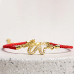 Buddha Stones 925 Sterling Silver Year Of The Dragon Auspicious Golden Dragon Luck Red Rope Chain Bracelet