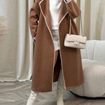 Zeagoo Edge Decorated Wool Longline Coat Thickened Loose Outerwear for Women Casual Work Office Loose Fit 2026 | Under $25