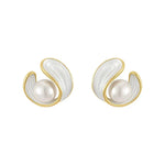 Luxury Earrings with White Opal and Pearls in Gold