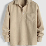 MENS HALF BUTTON CORDUROY LONG SLEEVES SHIRT