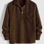 MENS HALF BUTTON CORDUROY LONG SLEEVES SHIRT