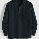 MENS HALF BUTTON CORDUROY LONG SLEEVES SHIRT