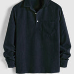 Men's Textured Half Button Corduroy Long Sleeve Shirt and Casual Pants Set