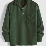MENS HALF BUTTON CORDUROY LONG SLEEVES SHIRT