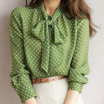 Zeagoo Polka Dot Print Bow Tie Neck Office Blouse for Women Casual Work Office Loose Fit 2026 | Under $40