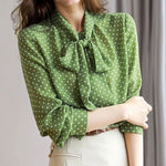 Zeagoo Polka Dot Print Bow Tie Neck Office Blouse for Women Casual Work Office Loose Fit 2026 | Under $40