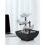 Buddha Stones Three Layers Waterfall Fountain Tabletop Lotus Ornaments With River Rocks Desktop Decoration