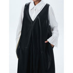 Women's Japanese Asymmetric V Neck Sleeveless Loose Vest Dress