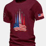 Regular Fit Fighter Jets With USA Flag Print Cotton T-Shirt