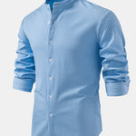 Long Sleeve Muscle Fit Ribbed Stand Collar Shirt & Straight Leg Ribbed Pants