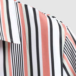 Men's color blocking striped printed casual shirt shorts set