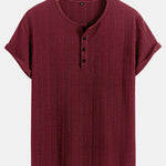 Short Sleeve Jacquard Half Open Collar T-Shirt