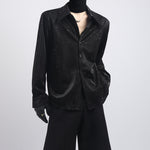 Sequined Casual Loose Peak Collar Shirt